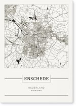 Stadskaart Enschede - Plattegrond Enschede – city map – Forex muurdecoratie 30 x 40 cm