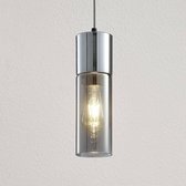 Lindby - hanglamp - 1licht - glas, metaal - H: 30 cm - E27 - rookgrijs, chroom