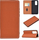 Voor Huawei P40 Pro effen kleur mat magnetische horizontale flip lederen tas met kaartsleuven en houder (bruin)