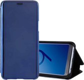 Voor Galaxy S9 + galvaniseren spiegel horizontale flip lederen tas met houder (blauw)