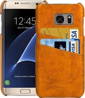 Voor Galaxy S7 Edge / G935 Oil Wax Texture Leather Cover Case met kaartsleuven (geel)
