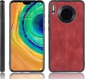 Voor Huawei Mate 30 schokbestendig naaien koe patroon huid PC + PU + TPU Case (rood)