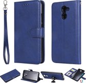 Voor Huawei Y7 Prime Effen kleur Horizontale Flip Beschermhoes met houder & kaartsleuven & portemonnee & fotolijst & lanyard (blauw)