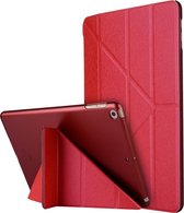 Voor iPad 10,2 inch zijde textuur horizontale vervorming Flip lederen tas met houder (rood)