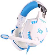 KOTION ELKE G2100 Trilfunctie Professionele Gaming Hoofdtelefoonspellen Headset Microfoon Bass LED Licht PC Gamer 2.2m (Wit + Blauw)