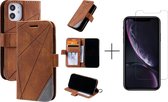 Book Case Apple iPhone 12 Mini | Hoogwaardig PU Leren Hoesje | Telefoonhoesje | Portemonnee | Bruin + 1x screenprotector