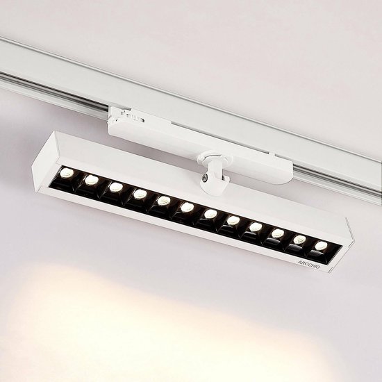 Arcchio - railverlichting - 1licht - kunststof, aluminium - H: 12.8 cm - wit (RAL 9010) - Inclusief lichtbron