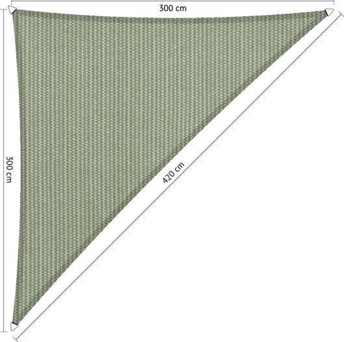 Shadow Comfort® Driehoek 90° schaduwdoek - UV Bestendig - Zonnedoek - 300 x 300 x 420 CM - Moonstone Green