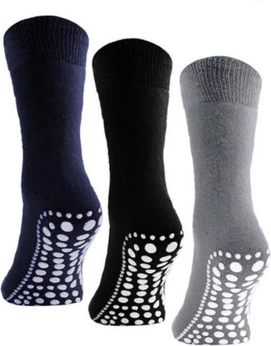 Huissokken anti slip - Antislip sokken - maat 39-42 - 1 paar - Grijs - Budino