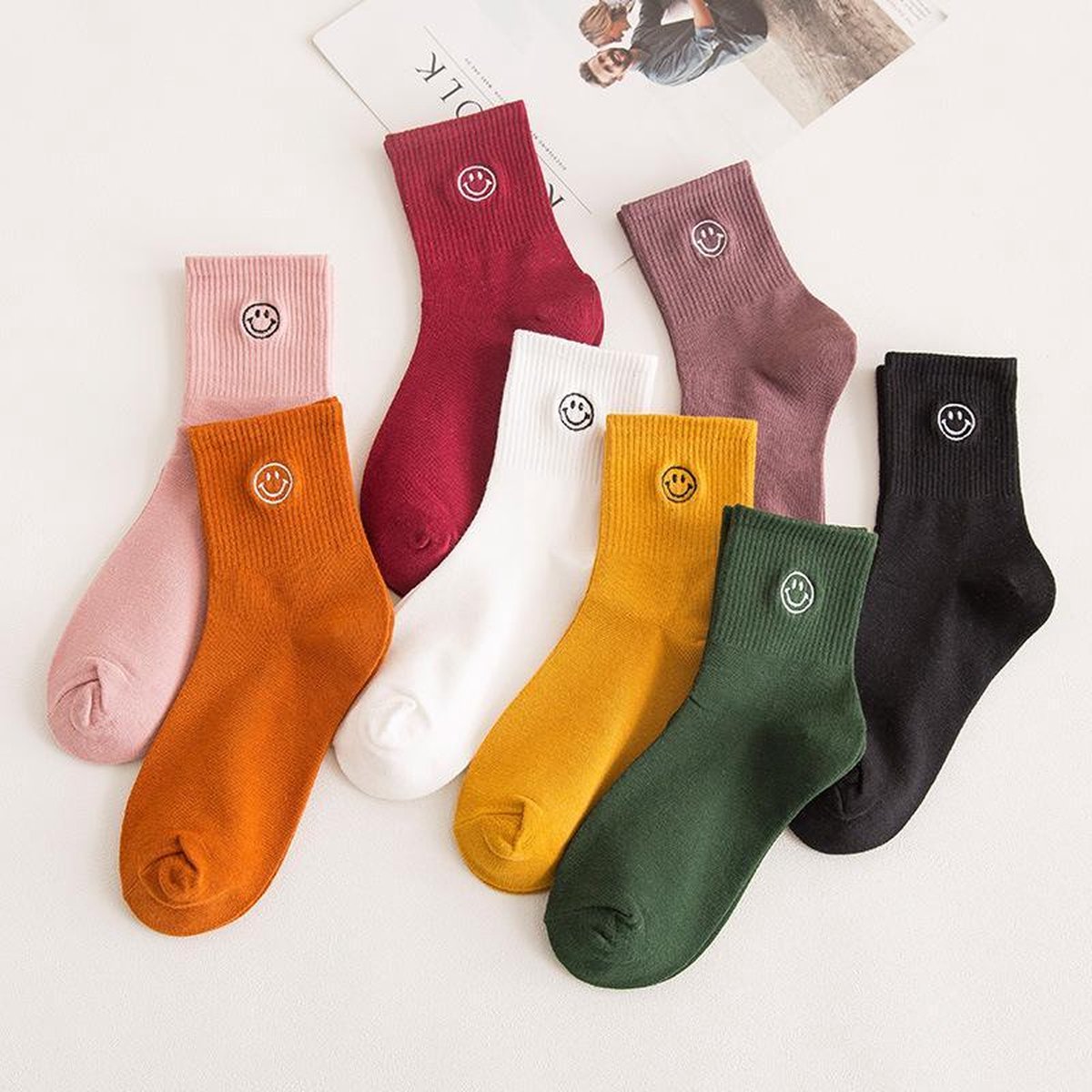 Smiley Socks - Smiling Socks® 7-Pack - Vrolijke Sokken - Naadloos Sokken - Leuke sokken - Maat 35-43 - Hardloopsokken - Kleurvol
