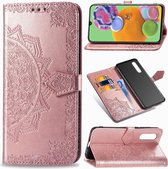Telefoonhoesje voor Samsung Galaxy A21s | Hoogwaardig PU Leren Bookcase | Lederen Wallet Case | Pasjeshouder | Portemonnee | Mandala Patroon | Roze
