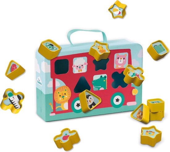SES Tiny Talents - Vormenstoof koffer bus - 12 vormen - inclusief koffertje en stickers van SES — afbeelding 4