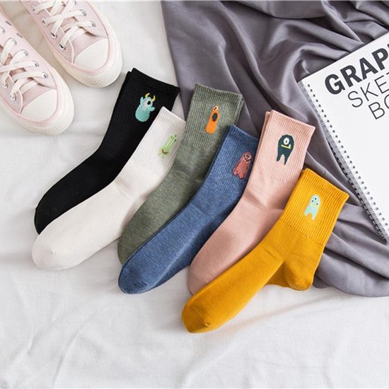 Smiling Socks® - Chaussettes japonaises - 6 paires - Colorées et Hip - Chaussettes antidérapantes - Taille 35-43 - Cadeau pour elle