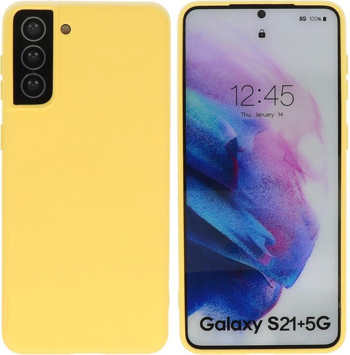 Hoesje Geschikt voor Samsung Galaxy S21 Plus - Backcover Telefoonhoesje - Geel