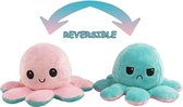 Knuffel Octopus Roze/Donker Blauw - Mood Knuffel Omkeerbaar - Reversible Octopus - Octopus Knuffel - Emotie Knuffel - Verwisselbaar - Blij en Boos knuffel