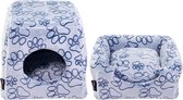 Jack and Vanilla - Dierenhuis en mand - 2IN1 - PAWZ Bedcave Pootjes Blauw - Afmetingen: 40x40x39cm