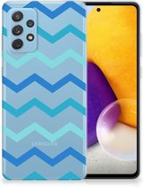 Telefoon Hoesje Geschikt voor Samsung Galaxy A72 Siliconen Back Cover Zigzag Blauw