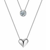 Zilver-Hart-Zirkonia-Ketting-Collier-Charme Bijoux