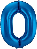 Cijferballon 0 blauw 16inch, 40cm kindercrea