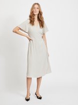 VILA VILOVIE S/S WRAP MIDI DRESS/SU Dove - NOOS Dames Jurk - Maat 42