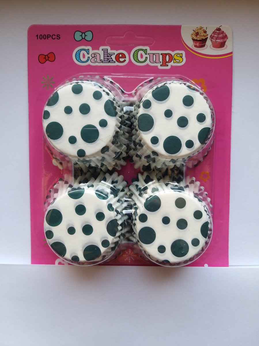 Cupcake Vormpjes Papier - Muffin Vormpjes - 100 Stuks - Diameter 5 cm - Wit met Groene Stippen
