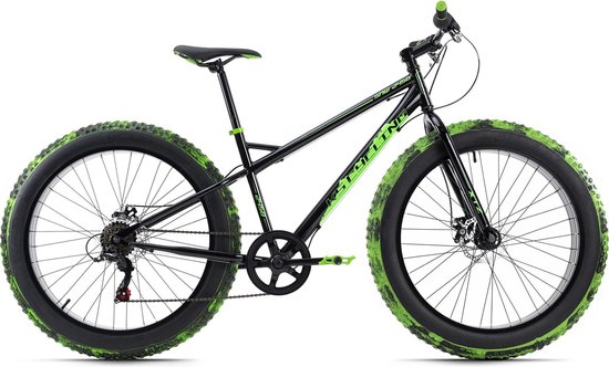 Ks Cycling Fiets Mountainbike MTB Fat Bike 26" SNW2458 zwart-groen - 43 cm