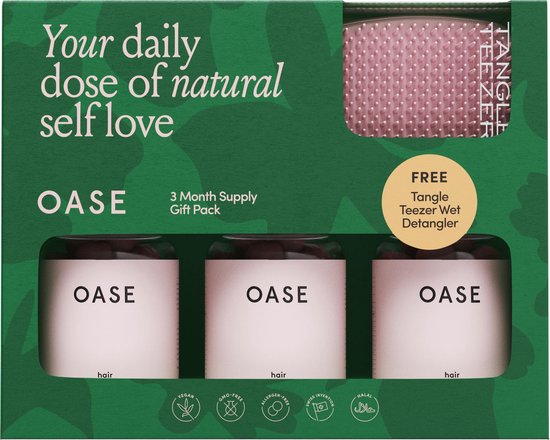 OASE Hair Vitamins Vegan Soft Gums™ 3 Month Gift Pack Gratis Tangle Teezer Wet Detangler