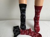 Fiets sokken - Fiets design sokken - 2 Paar Fiets Design Sokken - Kleur Bordeauxrood en Zwart - Maat 36-41