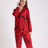 Katoen Dames Pyjama Set- Homewear -Satijn - Ecru Maat 36