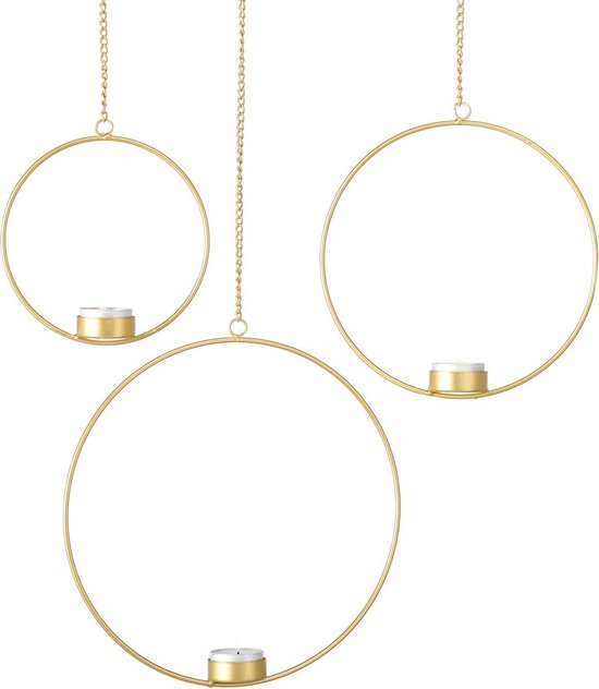 Set van 3 gouden ringen met waxinelicht houder