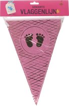 vlaggenlijn Geboorte meisje met gouden voetjes luxe folie druk 31 cm hoog 20 cm lang - baby shower