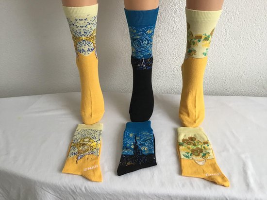Vincent van Gogh Sokken - Kunst sokken - Katoenen Sokken 3 paar - Maat  36-41 | bol.com