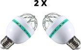 LumyLED roterende discolamp - set van 2 stuks - disco licht - party light - RGB - discolamp en discobal in 1 - LED lamp E27 fitting - LED verlichting - lamp - binnen en buitenlamp - festival 