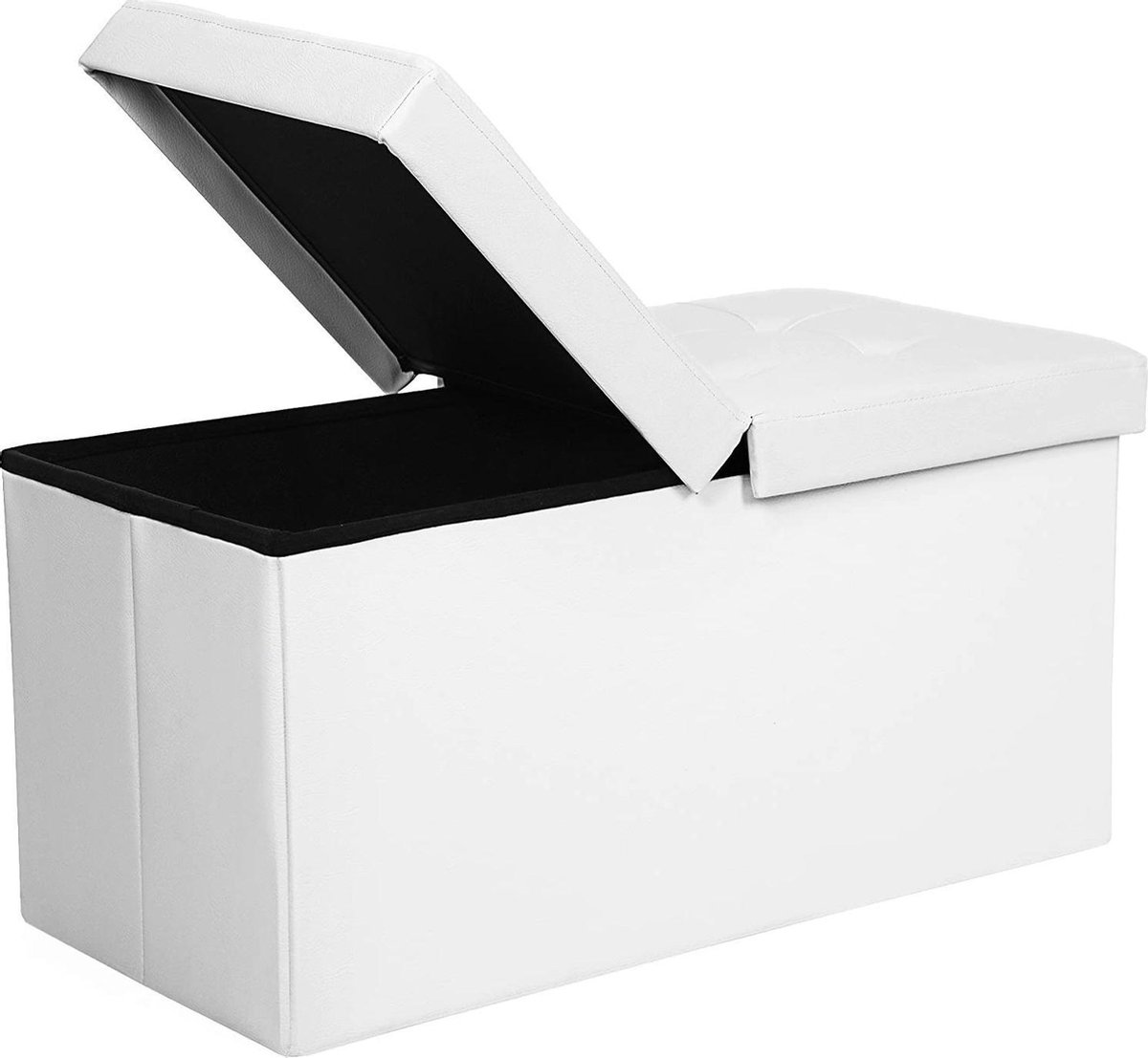 SONGMICS 80 L zitbank kruk Opklapbare zitkist belastbaar tot 300 kg 76 x 38 x 38 cm wit LSF45WT