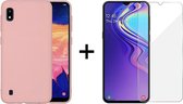 Samsung A10 Hoesje - Samsung galaxy A10 hoesje roze siliconen case hoes cover hoesjes - 1x Samsung A10 screenprotector