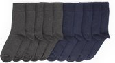 Donkerblauwe sokken / Donkergrijze sokken - Heren sokken - 10 paar - Normale sokken - Multipack Heren Maat 39-42