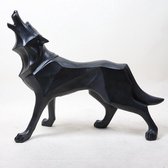 BaykaDecor Unieke Zwarte Wolf - Abstract Design - Woon Decoratie Beeldje - Origami Stijl Wolfbeeldje - Geometrische Kunst - 23 cm
