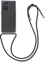 kwmobile telefoonhoesje compatibel met OnePlus 9 (EU/NA Version) - Hoesje met koord - Back cover in transparant / zwart