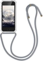 kwmobile telefoonhoesje compatibel met Apple iPhone SE (1.Gen 2016) / 5 / 5S - Hoesje met koord - Back cover in transparant / grijs