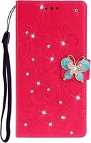 Voor Galaxy S20 Plus Diamond Encrusted Butterflies Love Flowers Pattern Horizontale Flip lederen tas met houder & kaartsleuven & portemonnee & lanyard (rood)