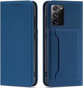 Voor Samsung Galaxy S20 FE 5G / S20 Fan Edition / S20 Lite Sterk magnetisme Vloeibaar gevoel Horizontaal Flip lederen tas met houder & kaartsleuven & portemonnee (blauw)