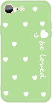 Voor iPhone SE 2020/8/7 lachend gezicht Meerdere liefdeshartjes patroon Kleurrijk Frosted TPU telefoon beschermhoes (groen)