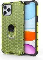 Voor iPhone 12/12 Pro schokbestendige honingraat pc + TPU ringhouder beschermhoes (groen)