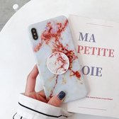 Glanzende marmeren opvouwbare beugel TPU-hoesje voor iPhone X / XS (Z15)