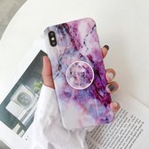 Glanzende marmeren opvouwbare beugel TPU-hoesje voor iPhone X / XS (Z9)