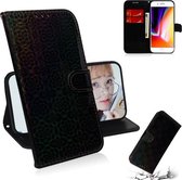 Voor iPhone 7 Plus / 8 Plus Effen Kleur Kleurrijke Magnetische Gesp Horizontale Flip PU Leren Case met Houder & Kaartsleuven & Portemonnee & Lanyard (Zwart)
