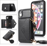 Multifunctionele crossbody-kaarttas TPU + PU-achterklep met houder & kaartsleuf en portemonnee voor iPhone XS Max (zwart)
