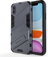 Punk Armor 2 in 1 PC + TPU schokbestendig hoesje met onzichtbare houder voor iPhone X / XS (grijs)