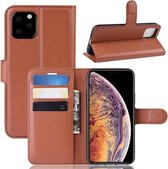 Litchi Skin PU lederen portemonnee-standaard mobiele behuizing voor iPhone 11 Pro Max (bruin)