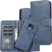 Voor Samsung Galaxy S9 Retro 2 in 1 Afneembare Magnetische Horizontale Flip TPU + PU Leren Case met Houder & Kaartsleuven & Fotolijst & Portemonnee (Donkerblauw)